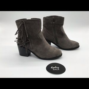 Lane Bryant Suede Fray Block Heel Ankle Boots